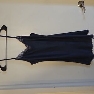 New Navy Blue Lace Trim Slip Dress